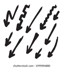 Set of rough hand drawn arrows. Handmade doodles EPS Vector