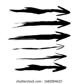 Set of rough hand drawn, grunge, handmade elements arrows, waypoints isolated on white background EPS Vector