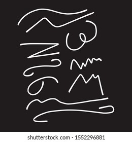 Set of rough hand drawn, handmade elements underlines and lines EPS Vector