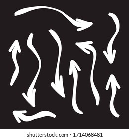 Set of rough hand drawn, handmade elements arrows, waypoints EPS Vector