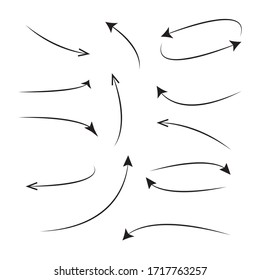 Set of rough hand drawn, handmade elements arrows, waypoints isolated on white background EPS Vector