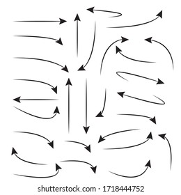 Set of rough hand drawn, handmade elements arrows, waypoints isolated on white background EPS Vector
