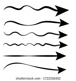 Set of rough hand drawn, handmade elements arrows, waypoints isolated on white background EPS Vector