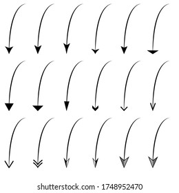 Set of rough hand drawn, handmade elements arrows, waypoints isolated on white background EPS Vector