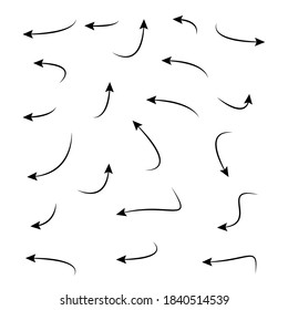 Set of rough hand drawn, handmade elements arrows, waypoints isolated on white background EPS Vector