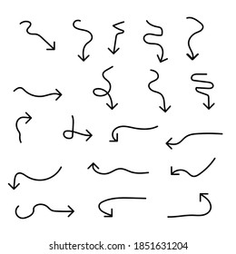 Set of rough hand drawn, handmade elements arrows, waypoints isolated on white background EPS Vector