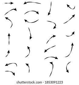 Set of rough hand drawn, handmade elements arrows, waypoints isolated on white background EPS Vector