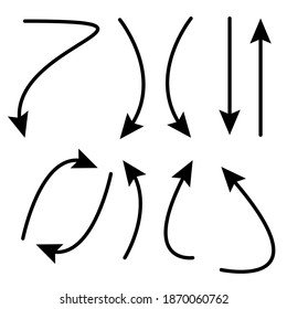 Set of rough hand drawn, handmade elements arrows, waypoints isolated on white background EPS Vector