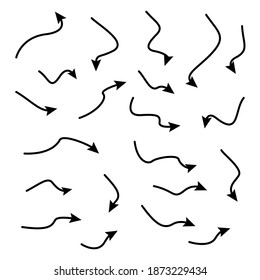 Set of rough hand drawn, handmade elements arrows, waypoints isolated on white background EPS Vector
