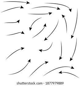 Set of rough hand drawn, handmade elements arrows, waypoints isolated on white background EPS Vector
