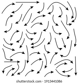 Conjunto de flechas de elementos hechos a mano y dibujadas a mano, puntos de paso aislados en el vector EPS de fondo blanco