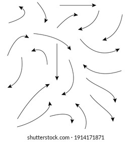 Set of rough hand drawn, handmade elements arrows, waypoints isolated on white background EPS Vector