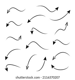 Conjunto de flechas de elementos hechos a mano y dibujadas a mano, puntos de paso aislados en el vector EPS de fondo blanco