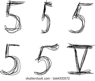 Set of rough hand drawned numbers