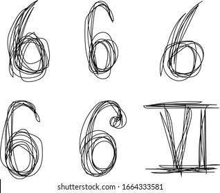 Set of rough hand drawned numbers