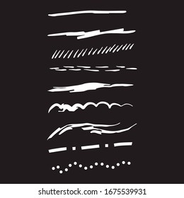 Set of rough handmade, hand drawn underline strokes EPS Vector