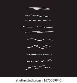Set of rough handmade, hand drawn underline strokes EPS Vector