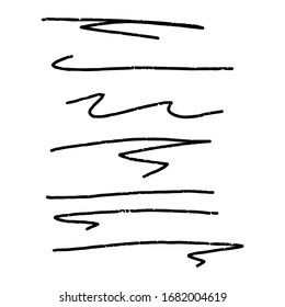 Set of rough handmade, hand drawn underline strokes isolated on white background EPS Vector