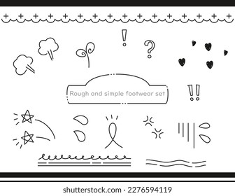 Set of rough handwritten style frames and footnotes drawn with simple lines