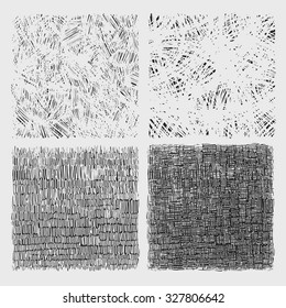 Set of rough hatching drawing texture vector illustration