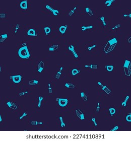 Set Roulette construction, Brick, Wrench spanner and Screwdriver on seamless pattern. Vector