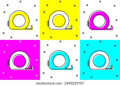 Set Roulette construction icon isolated on color background. Tape measure symbol.  Vector