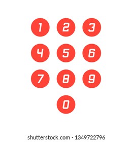Set of round 0-9 number icons. Vector illustration