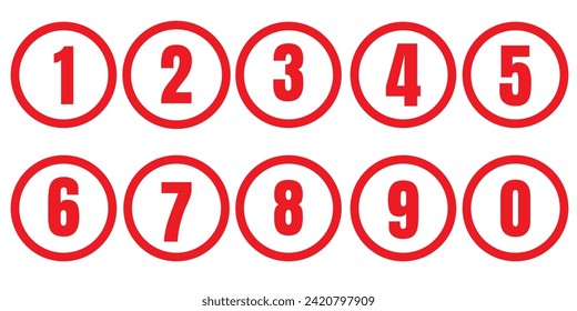 Set of Round 1-0 Numbers Icon Vector for Education and UIUX Design. Numbers icon set, eps10