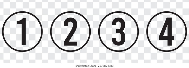 Set of Round 1-4 numbers icon for education and ui ux design