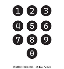 Set of Round 1-9 numbers icon for education . Numbers one to nine round icons set.