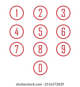 Set of Round 1-9 numbers icon for education . Numbers one to nine round icons set.