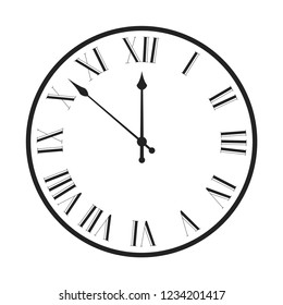 Set of round 2019 New Year clock isolated on white background. Flat and 3d templates for Christmas greeting card design and decoration. Vector illustration.