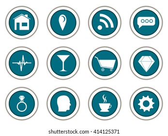 Set of round 3d icons. Vector.