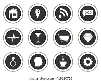 Set of round 3d icons. Vector.