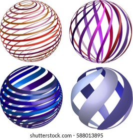 Set of round 3d logotypes,vector separated sphere logo