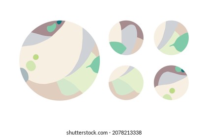 Rund abstrakte Hintergründe mit Blättern. Vektorgrafik. Illustration für mobile Apps, Symbole in sozialen Netzwerken, Designs, Poster und Werbung.
