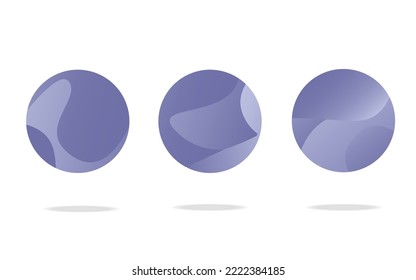 Set of round abstract badges, icons or shapes in trendy very peri color.