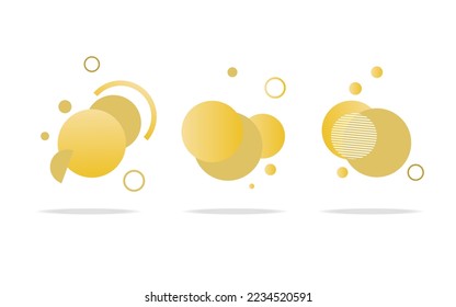 Set of round abstract badges, icons or shapes in trendy daffodil color.