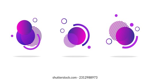 Set of round abstract badges, icons or shapes in trendy colors.