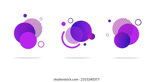 Set of round abstract badges, icons or shapes in trendy colors.