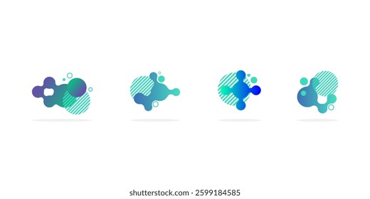 Set of round abstract badges, icons or shapes in mint, green and blue colors. modern vector illustration.