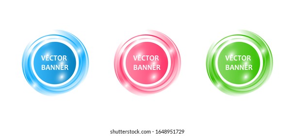 Set of round abstract banners