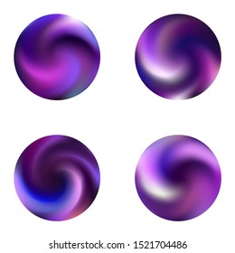 Set with round abstract blurred backgrounds. Trendy soft color sphere. Minimal retro style of 80th. Violet smooth elegant colored and easy editable modern gradient templates.