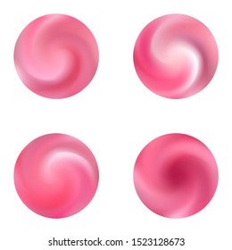 Set with round abstract blurred backgrounds. Trendy soft color logo. Creative retro style of 80th. Pink smooth elegant colored and easy editable modern gradient templates.