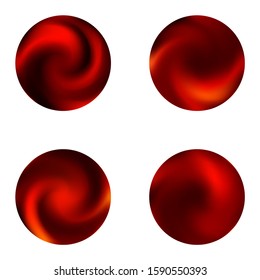 Set with round abstract blurred backgrounds. Trendy soft color concept. Neon retro style of 80th. Red smooth elegant colored and easy editable modern gradient templates.