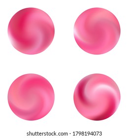 Set with round abstract blurred backgrounds. Trendy soft color art. Surreal retro style of 80th. Pink smooth elegant colored and easy editable modern gradient templates.