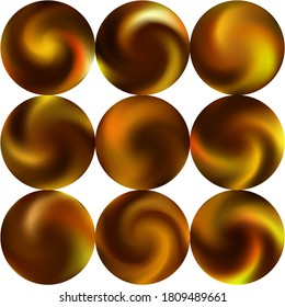 Set with round abstract blurred backgrounds. Trendy soft color theme. Minimal retro style of 80th. Brown smooth elegant colored and easy editable modern gradient templates.