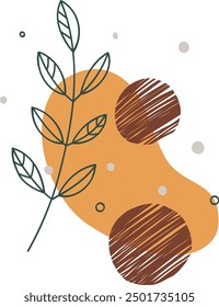Conjunto de fondos o patrones de colores abstractos redondos. Colores otoñales. Garabatos dibujados a mano. Manchas, caídas, curvas, líneas. Ilustración vectorial moderna. Pósters, Plantillas de iconos de redes sociales