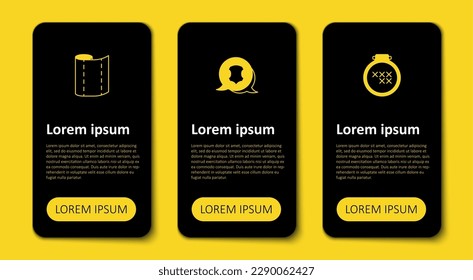 Set Round adjustable embroidery hoop, Leather and Textile fabric roll. Business infographic template. Vector