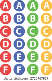 set of Round alphabet with different color. perfect for Stickers, journaling, scrap book, education, organizing, office and toodle student reward stickers